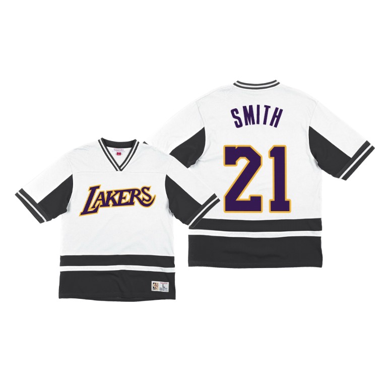 Men's Los Angeles Lakers J.R. Smith #21 NBA Final Seconds Hardwood Classics White Basketball T-Shirt XHP1083UV